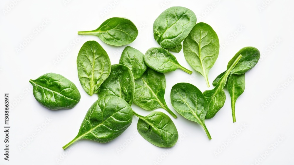 Obraz premium Fresh spinach leaves on a white background. 