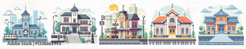 Vector of a train station building.