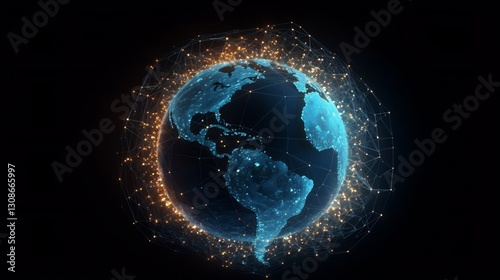 Obraz na płótnie Global Network: Digital Connections Illuminate Earth. w salonie