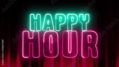 Happy hour neon sign. Neon sign happy hour.