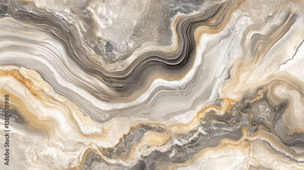 Fototapeta premium Abstract fluid marble art in warm beige and gray hues, ideal for stylish and minimal designs.