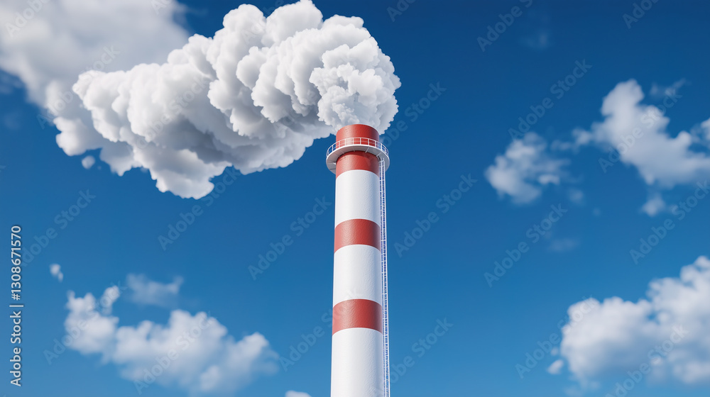 industrial chimney emitting thick smoke against a vibrant blue sky industrial chimney emitting thick smoke against a vibrant blue sky