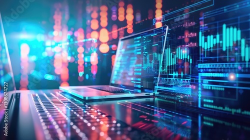 Wallpaper Mural Abstract digital technology device in modern style scenery by luxurious design hardware for control computer or electronics equipment. High tech gadget and device for entertainment or business. AIG53. Torontodigital.ca