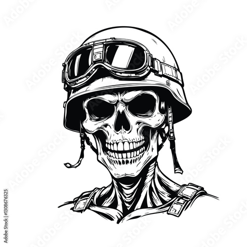 Military Soldier Skull Head illustration