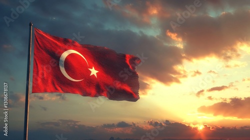 A lifelike, high-quality Turkish flag.
