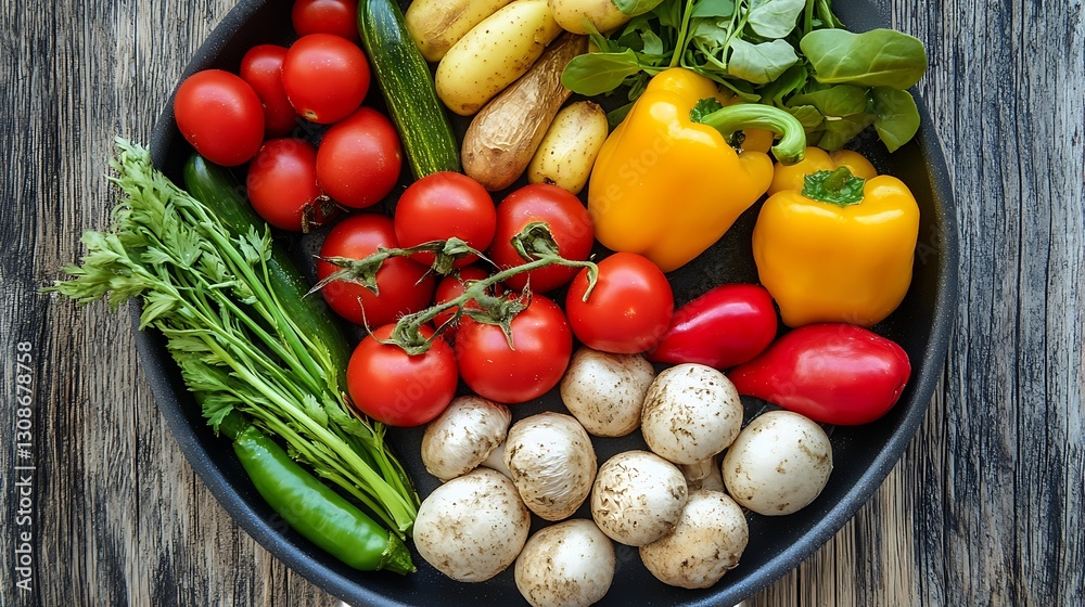 Colorful Fresh Vegetables in Pan Colorful Fresh Vegetables in Pan
