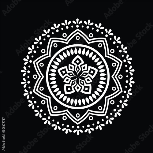 black and white mandala