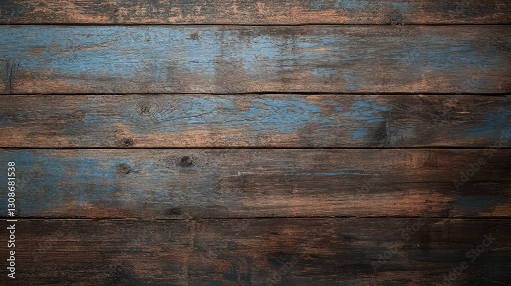 Rustic wooden planks with a blue and brown distressed texture. Rustic wooden planks with a blue and brown distressed texture.