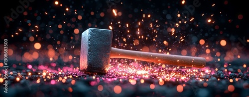 mark hit collision Hammer Impact Creating Spark Effects in Darkness