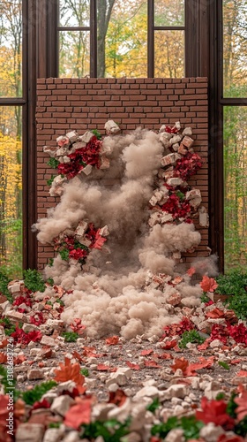 mark hit collision Wrecking Ball Smashing Through Brick Wall
