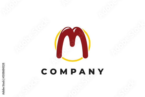 letter m on circle restaurant fast food logo