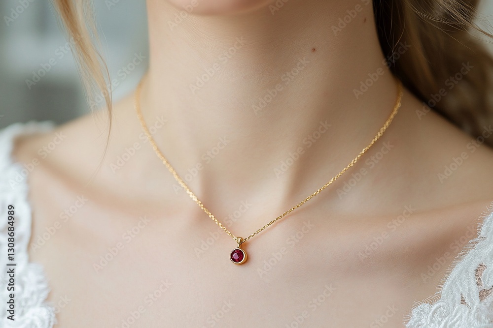 Elegant Gold Necklace with Ruby Pendant Minimalist Jewelry Fashion Accessory Elegant Gold Necklace with Ruby Pendant Minimalist Jewelry Fashion Accessory