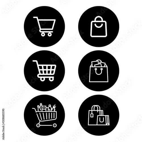 FEBRUARY 19, 2025, INDONESIA.
Editorial Image of Shopping Icon Pack, a collection of icons that can be used to enrich the appearance of an e-commerce website.
