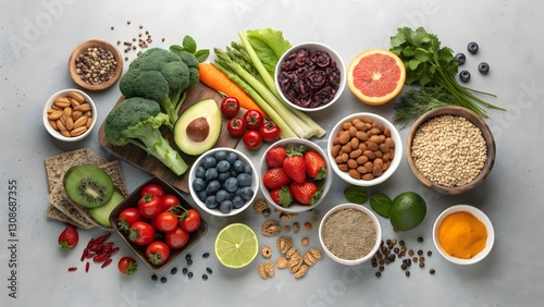 Power of Superfoods: A Colorful Selection of Fruits, Berries, Nuts, and Seeds