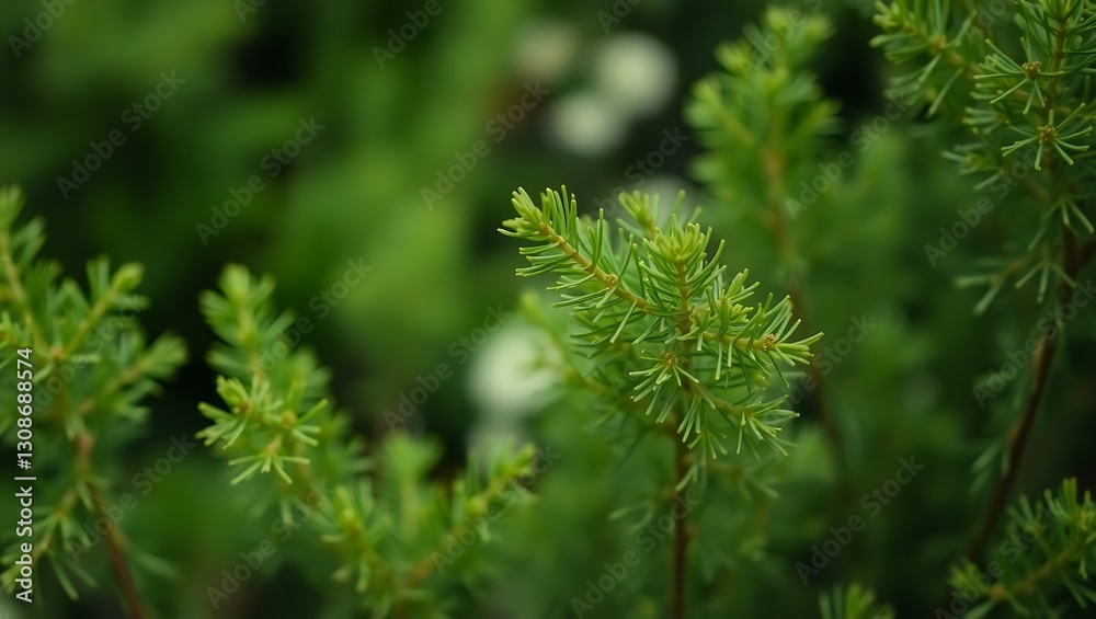 Lush Green Cypress Foliage in a Serene Garden with Soft Background Blur Lush Green Cypress Foliage in a Serene Garden with Soft Background Blur