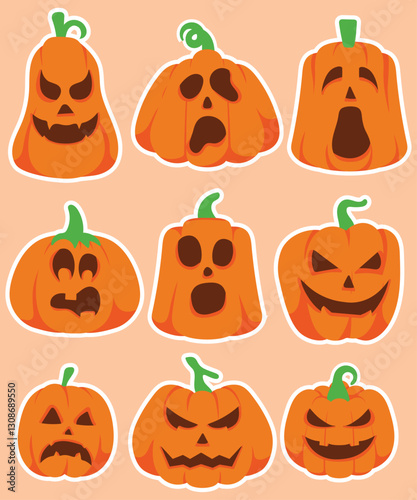 halloween pumpkins vector clipart set