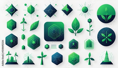 Wallpaper Mural Futuristic Green Energy and Eco-Tech Icons Torontodigital.ca