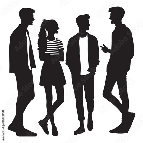 Trendy Young Adults Silhouette Vector Graphics for Modern Designs