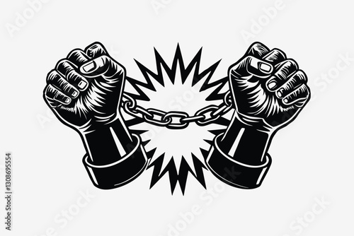 Slave iron, prisoner, problems, convict, freedom, debt, addiction liberty, liberation, slavery or bad habits. hands breaking chain freedom icon