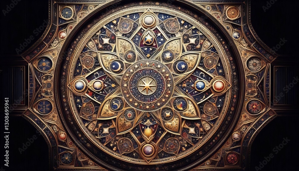 Fototapeta premium Features star patterns and celestial designs