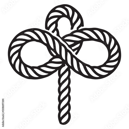 Stylish Carrrick bend knot illustration for nautical themed designs
