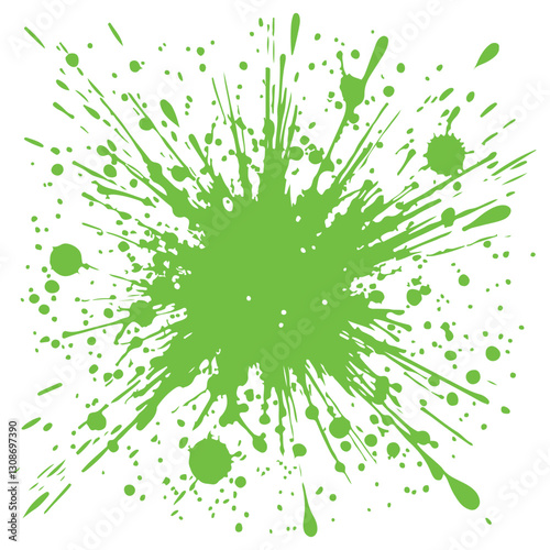 Vibrant splash art vector background with green color explosion