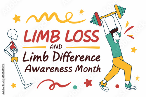LIMB LOSS AND LIMB DIFFERENCE AWARENESS MONTH vector illustration