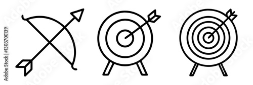 archery target icon, archery target line art - simple line art of archery target, perfect for archery target logos and icons