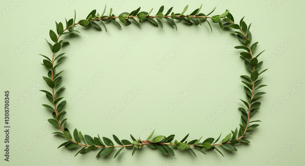 Green leaves form elegant rectangular frame. AI Generated Green leaves form elegant rectangular frame. AI Generated