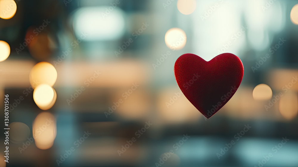 Fototapeta premium Red heart with bokeh lights in background