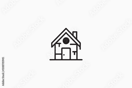 silhouette a scary house. haunted houses for Halloween. Spooky house. spooky Halloween haunted house in a cartoon papercraft style Isolated vector illustration