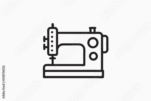 Sewing machine line icon. Sewing equipment Vector Hand Drawn Illustration Isolated On Transparent Background