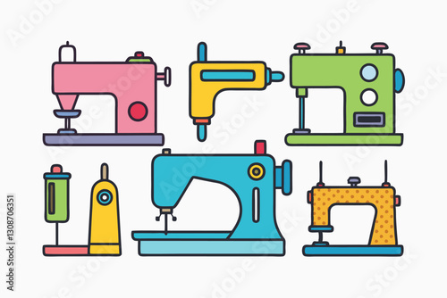 Set of sew machine icons. Simple illustration of manual sewing machine icon for web design isolated on white background