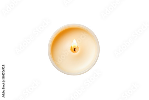 burning candle tealight top view isolated on white or transparent png