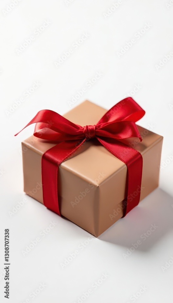 Fototapeta premium Luxury chocolate gift, tied with a red ribbon, white background , ribbon, red