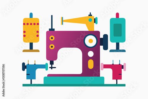 Set of Sewing machine icon. Realistic Sewing Machine for Fashion and Textile Design Illustrations

