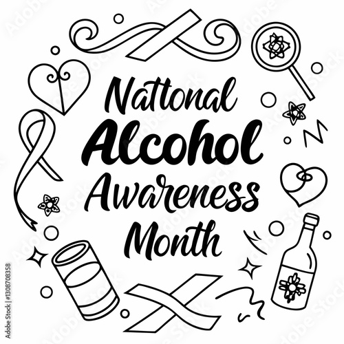 NATIONAL ALCOHOL AWARENESS MONTH vector illustration