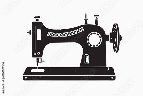 Silhouette sewing machine. Tailoring emblem. Business sew machine icon. Isometric of business sew machine vector icon isolated on white background