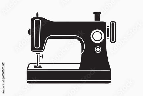 Vintage Sewing Machine Silhouette Perfect. Sewing machine icon vector, filled flat sign, solid pictogram isolated on transparent background