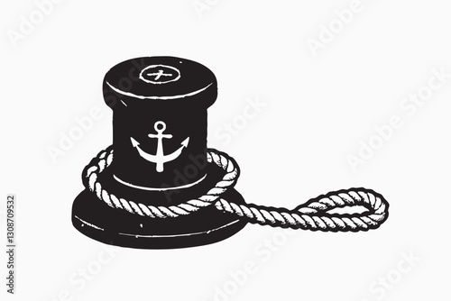 Mooring Bollards The Gateway to Understanding Marine Stability Vector Hand Drawn Illustration Isolated On Transparent Background