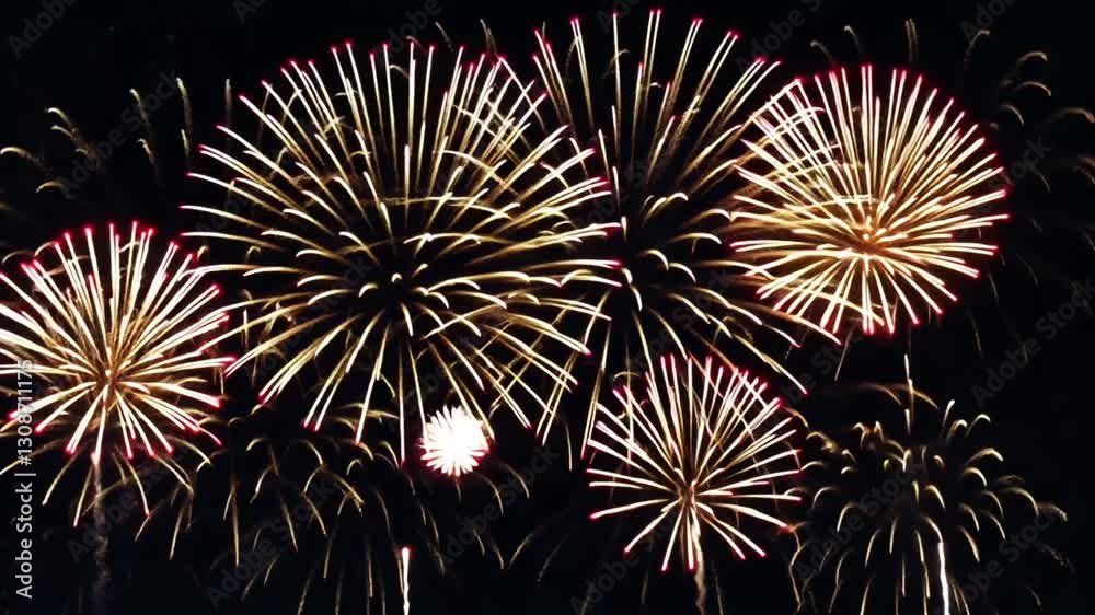 Festive fireworks sparkles animated with black background 