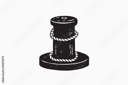 Bitts bollard sketch vector image. harbor silhouette editable vector stroke saddle icon on white background