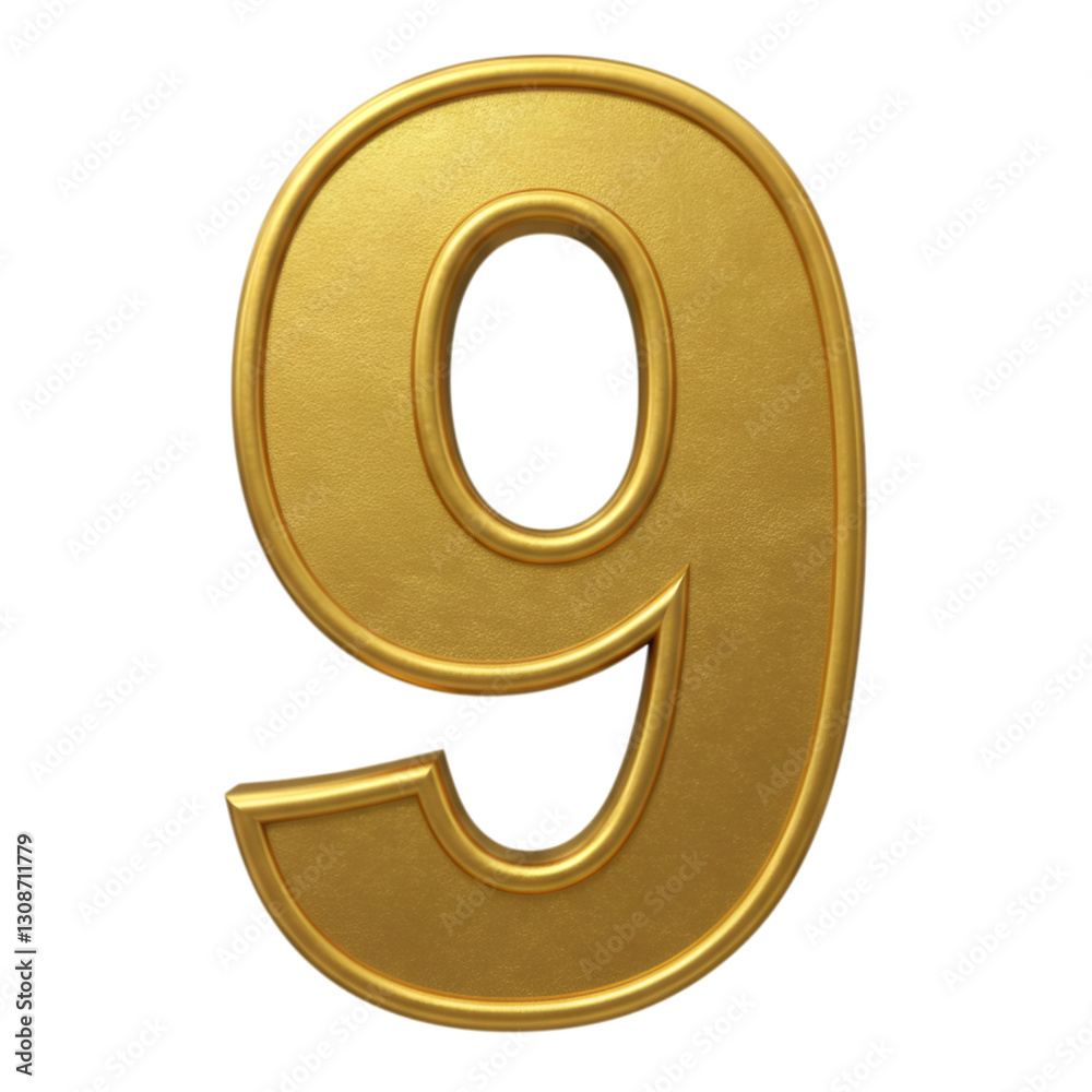 Elegant Golden Number Nine on Transparent Background for Design Elegant Golden Number Nine on Transparent Background for Design