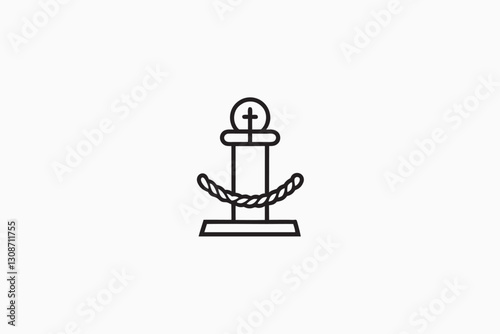 single bollard for the ship. Mooring. Vector illustration on a white background. Vintage style. head logo, Icon, element. Vector illustration
