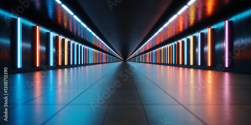 Futuristic Neon Corridor Vibrant Colors Technology Background