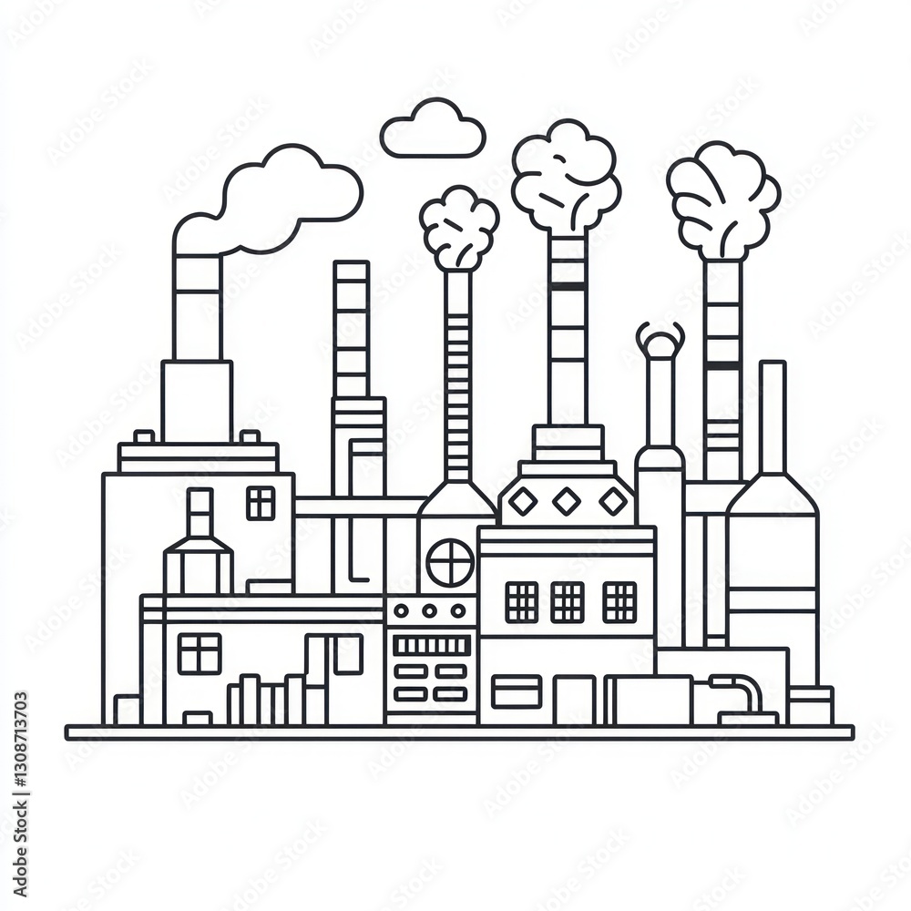 Obraz premium 3D line icon showing factory used for large-scale industrial production.