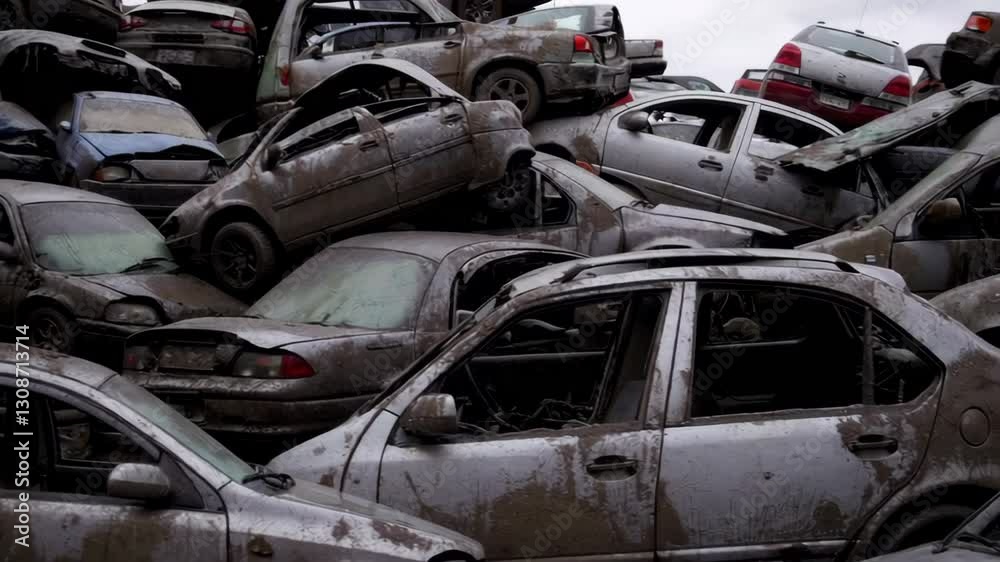 custom made wallpaper toronto digitalAbandoned Cars Are Piled High in a Large, Chaotic Junkyard That Tells a Grim Story