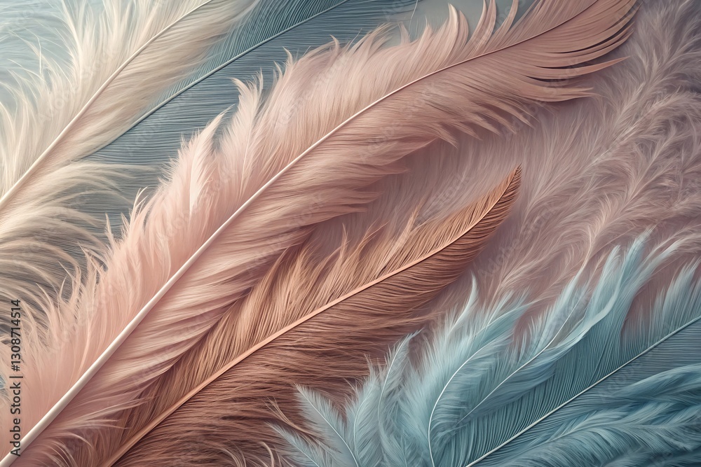 Fototapeta premium Colorful feather abstract background, blue brown