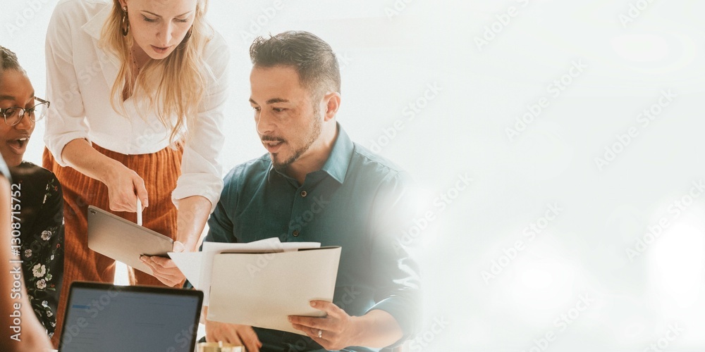 Business people working with a digital tablet in a meeting Business people working with a digital tablet in a meeting