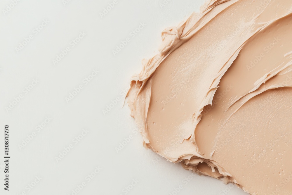 Creamy beige cosmetic application on a smooth surface in a well-lit space showcasing texture and color nuances Creamy beige cosmetic application on a smooth surface in a well-lit space showcasing texture and color nuances